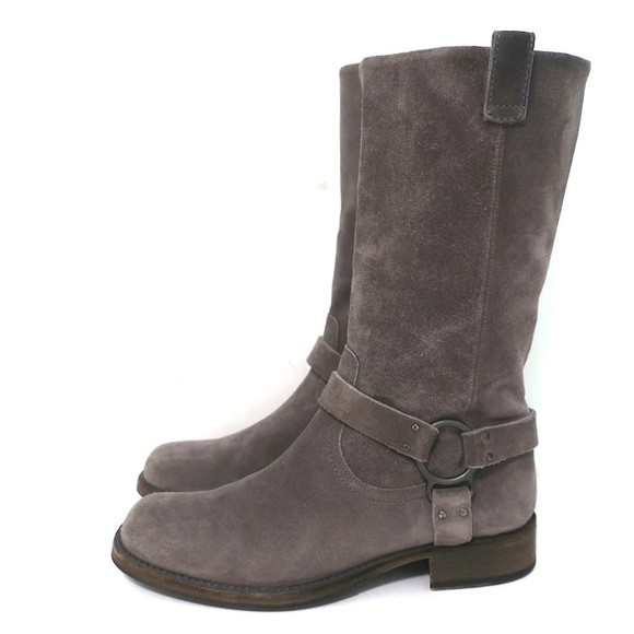 Brunello Cucinelli Moto Boots Gray Suede Size 39 Mid-Calf Biker Boots - Picture 6 of 11